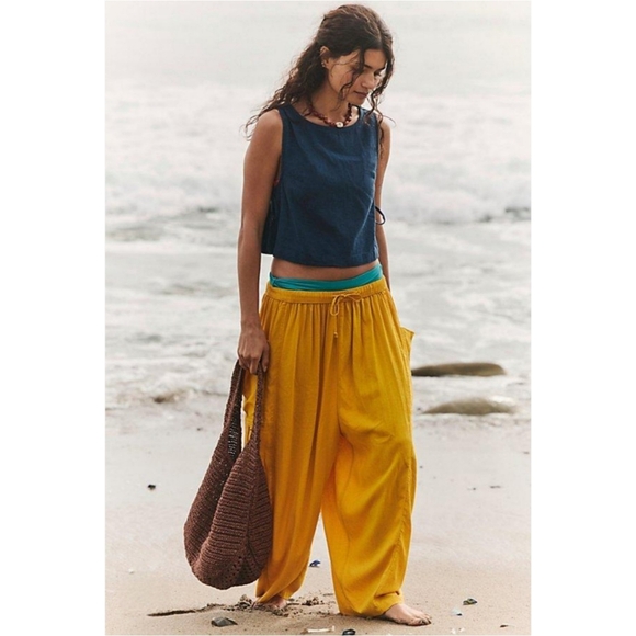 Free People Pants - Free People Quinn Linen Blend Pants Mango Juice Nwt